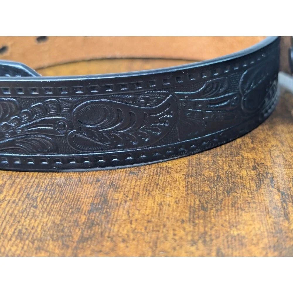 3D Black Genuine Leather Western Belt - Bronco Buckle - Size 26